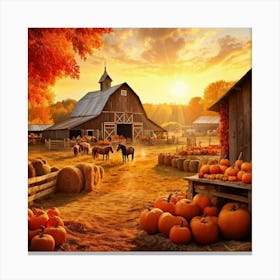 Autumn Farm Festival Capturing The Essence Of Rustic Charm Freshly Harvested Produce Spread Across Canvas Print