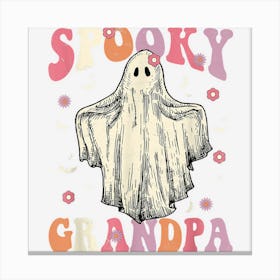 Groovy Spooky Grandpa Ghost Flower Retro Halloween Canvas Print