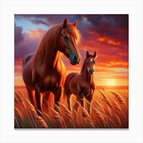 Sunset Horses 1 Canvas Print