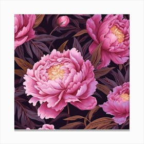 Pink Peony Seamless Pattern 2 Canvas Print