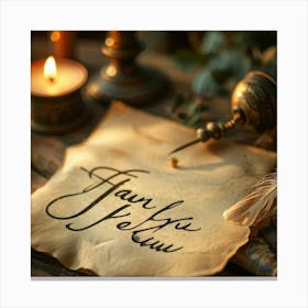 Calligraphic Thank You Note Elegant Looping Script Scribed On Aged Parchment Wax Seal Embossed (1) Canvas Print