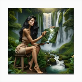 Beautiful Woman In The Forest Canvas Print