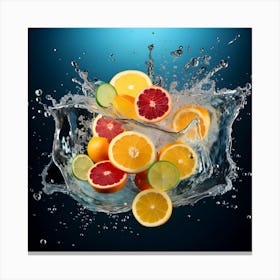 Citrus Fruit Splashing Water Canvas Print