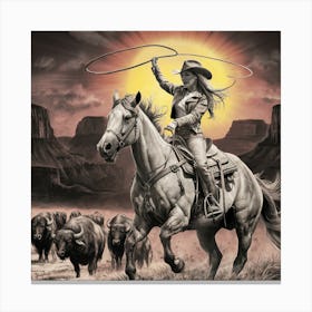 Western Spirit Monochromatic Tribute To Adventure In The Wild West (5) Canvas Print