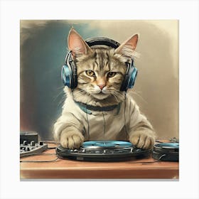 Dj Cat 1 Canvas Print