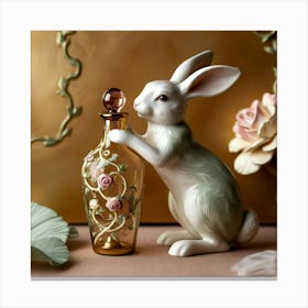 Rabbit With Perfume Bottle Canvas Print