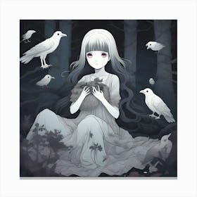 Anime Girl In The Forest 2 Canvas Print