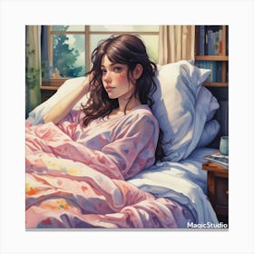 Girl In Bed Canvas Print