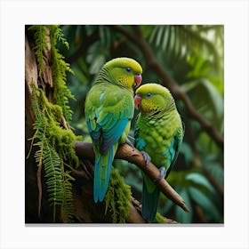 Default Green Jungle Parakeets Art 1 Canvas Print