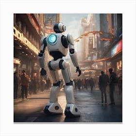 Robot In The City 7 Canvas Print