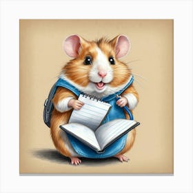 Hamster With Book Canvas Print