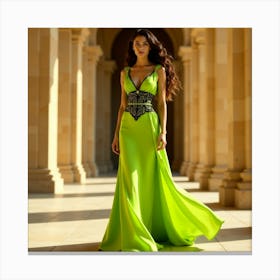 Lime Green Evening Gown 1 Canvas Print