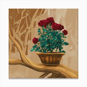 Roses In A Pot 1 Canvas Print