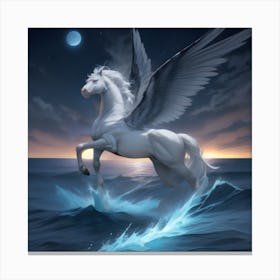 White Horse In The Ocean Canvas Print