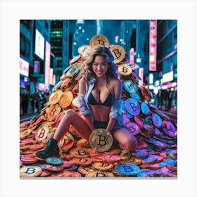 Bitcoin Girl In Bikini Canvas Print