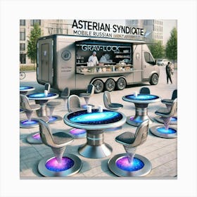 A Futuristic Outdoor Dining Area For A Mobile Russ Canvas Print