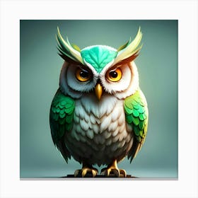 Owl With Green Eyes Canvas Print