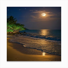 Full Moon On The Beach 1 Canvas Print