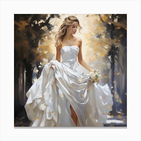 Bride In White Dress Canvas Print
