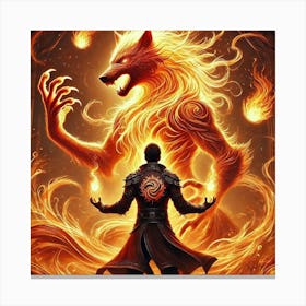 Ronan Ashheart Yang Fire Wolf Canvas Print