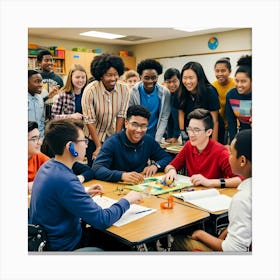 Group Of Students Playing A Game Canvas Print