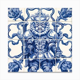 Thundercats Inspired Delft Tile Illustration 2 Canvas Print