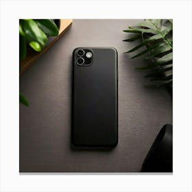 Firefly Sleek Black Leather Phone Case On Minimal Workspace 4319 Canvas Print