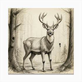 Deer In The Woods 136 Canvas Print