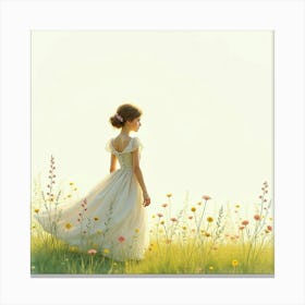 Gorgeous Dress Watercolor, With A Tranquil Springtime Meadow 1 Canvas Print