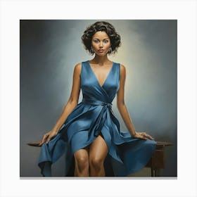 Woman In Blue Dress Art Print 0 Canvas Print