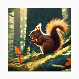 Red Squirrel In The Forest 16 Canvas Print