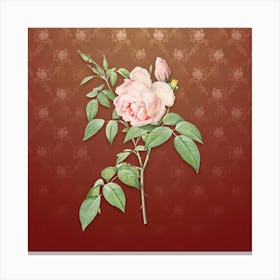 Vintage Fragrant Rosebush Botanical on Falu Red Pattern n.1735 Canvas Print