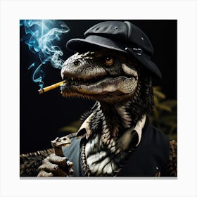 Dinosaur Smoking A Cigarette Canvas Print