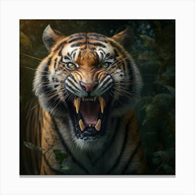 Tiger Roaring Canvas Print