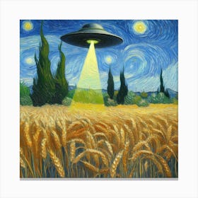 Aliens In The Wheat Field 1 Canvas Print
