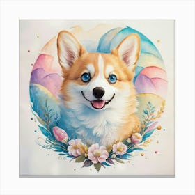 Corgi Puppy Pastel, Kids Wall Art Print Canvas Print