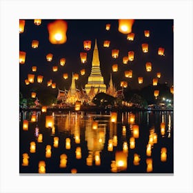 Thailand Sky Lanterns Canvas Print
