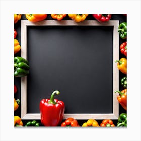 Colorful Peppers In A Frame 4 Canvas Print