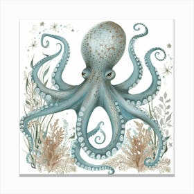 Watercolour Storybook Style Octopus 3 Canvas Print