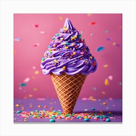 Ice Cream Cone With Sprinkles Canvas Print