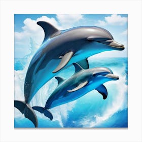 Dolphins In The Sea Canvas Print