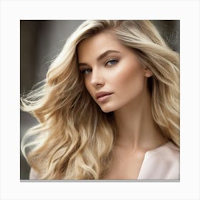 Beautiful Blonde Woman With Long Hair Canvas Print