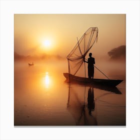 Sunrise On The River Canvas Print