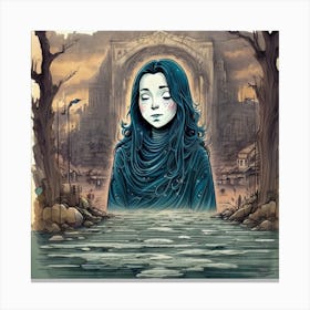 Girl In The Water Canvas Print