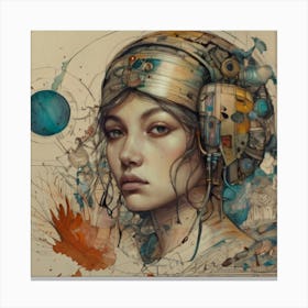 Girl In A Helmet Canvas Print