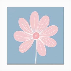 A White And Pink Flower In Minimalist Style Square Composition 39 Canvas Print