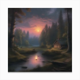 Sunset In The Woods Canvas Print