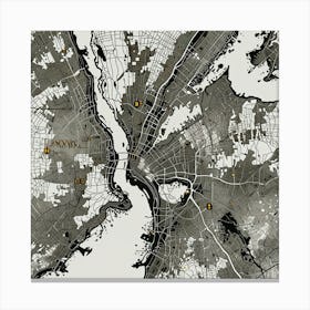 Leonardo Lightning New York White Map Art 1 Canvas Print