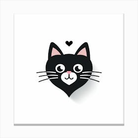 Cute Black Cat Love for Nursery Canvas Print