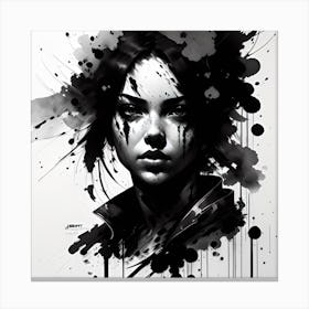 Girl In Black And White Canvas Print